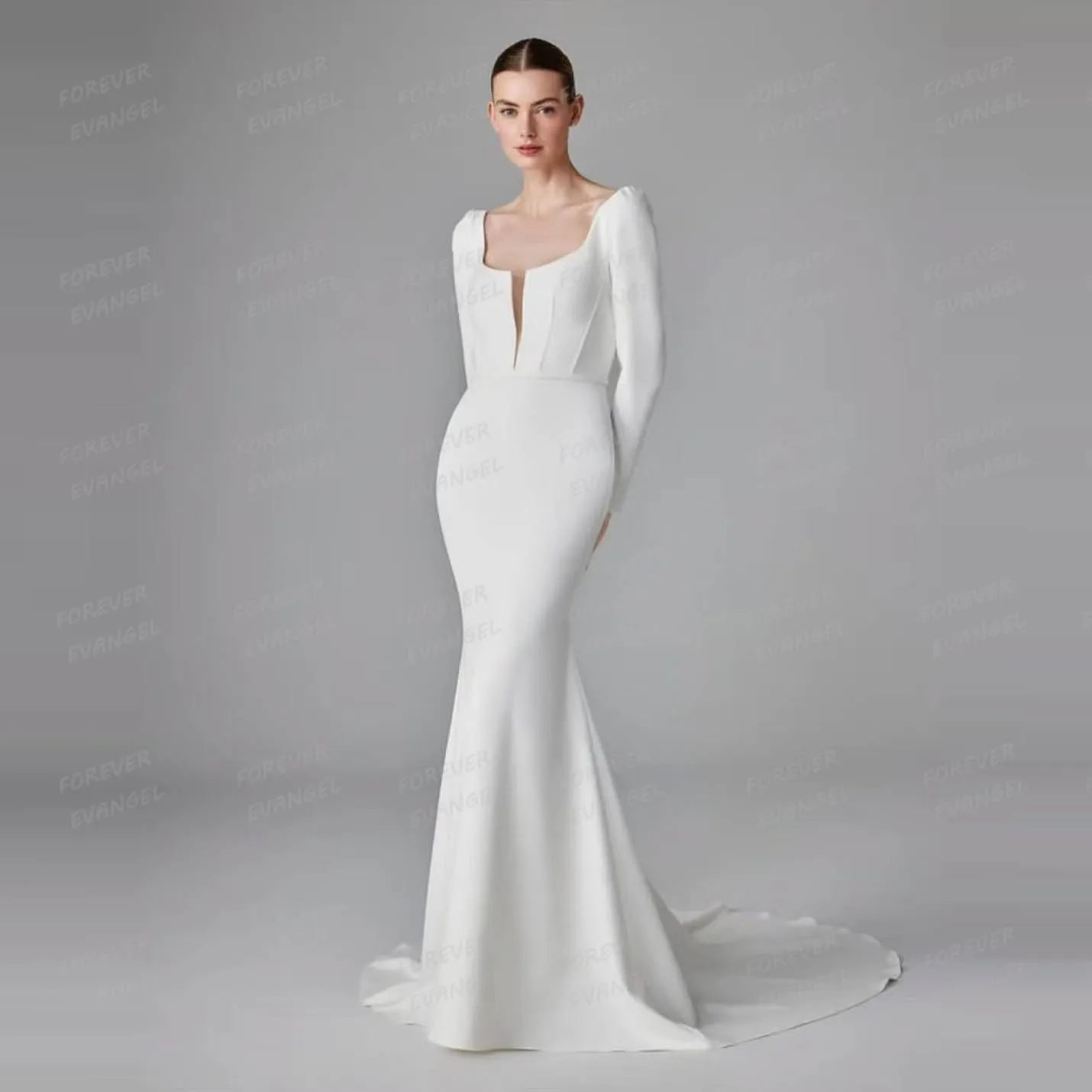 Simple Sexy Wedding Dresses Woman's Mermaid Satin Boat Neck Bride Gowns Formal 2 In 1 Backless 2026 Customized Vestidos De Novia