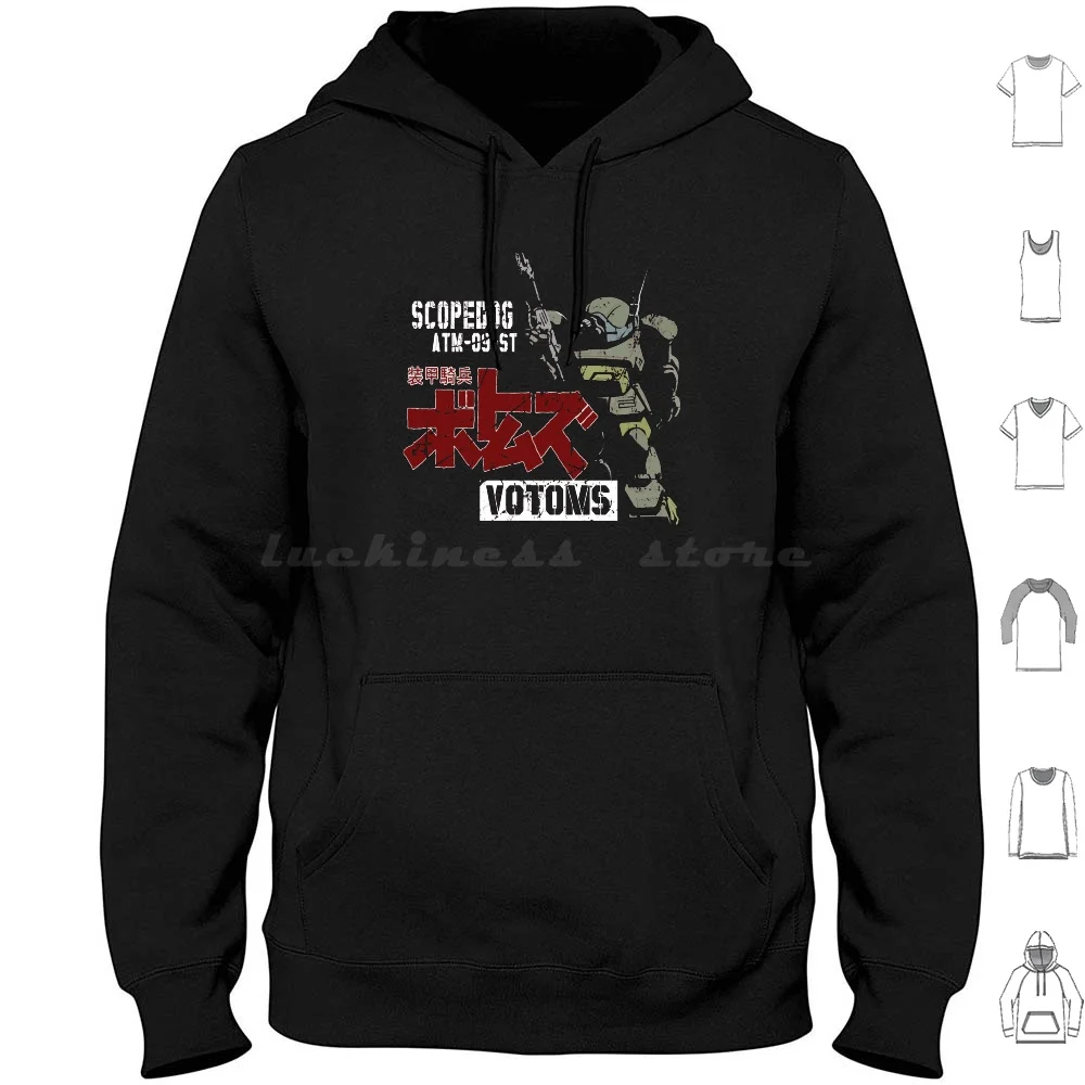 Scopedog Robot Hoodies Long Sleeve Scopedog Votoms Votoms Retro Anime Retro Anime Japan Anime Retro Manga Mecha Anime