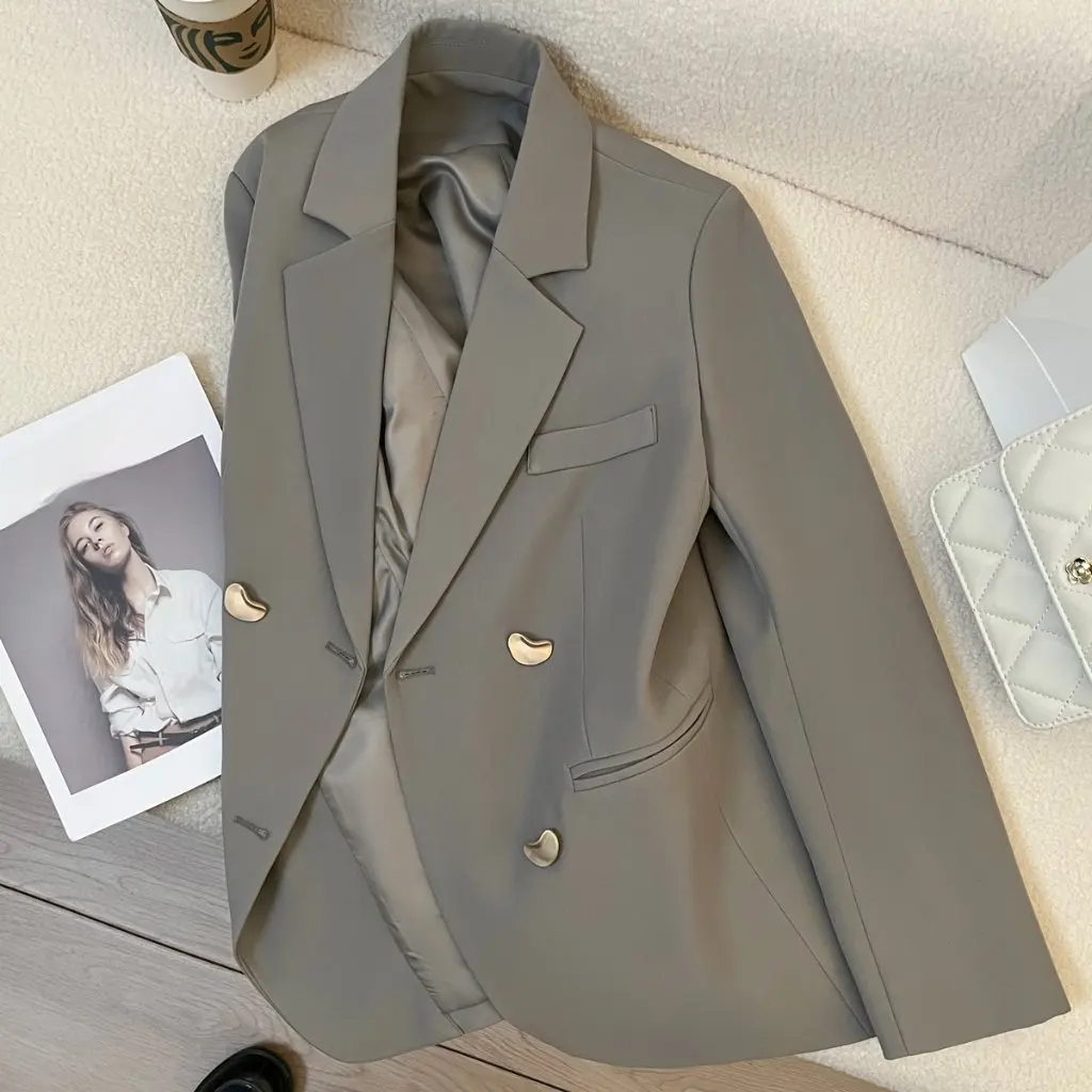 

Women's High-End Split Flip Collar Suit Coat Korean Style Casual Fashion Top for Spring And Autumn