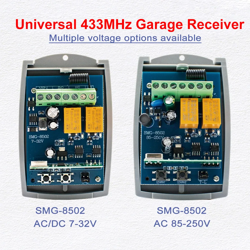 2 канала 433,92 МГц беспроводной приемник дистанционного управления для гаражных ворот AC DC 7-32 В 220 В переключатель управления воротами 2 канала модуль радиочастотного реле