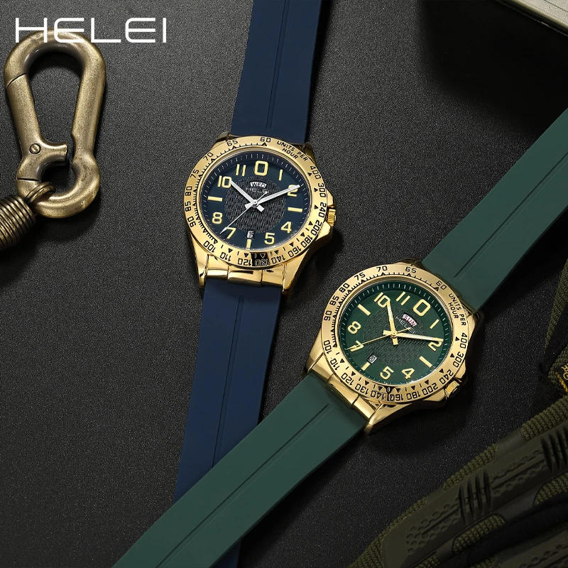 HELEI Hot Model 2024 Helmsman Series Atmospheric Hundred Multifunction Quartz Movement Men's Quartz Watch Men's Watches
