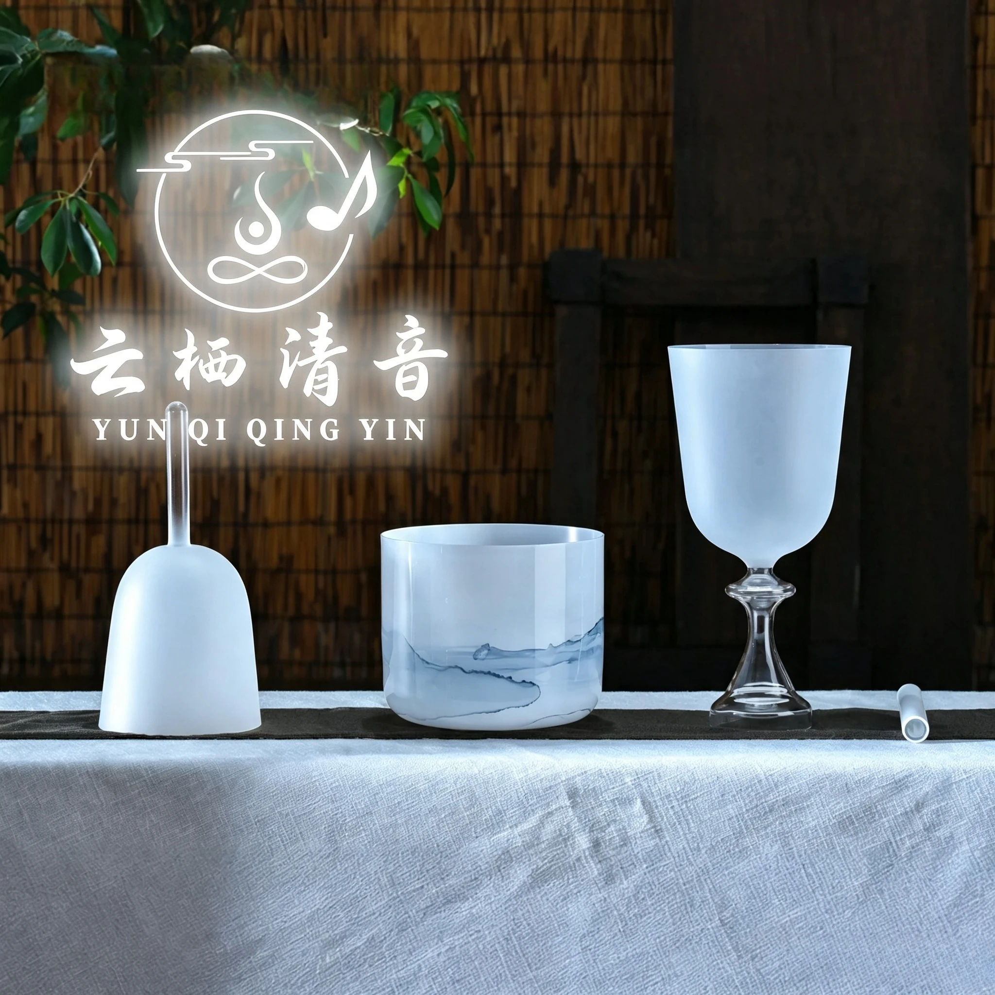 Yunqiqingyin 6 Inch 7 Inch Grail Alchemy Crystal Singing Bowl 3Pcs Set Quartz Sound Healing Instrument With Mallet