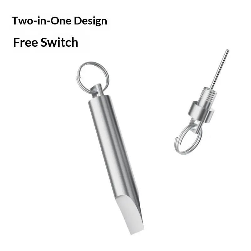 Silver Aluminum Alloy 2 In 1 Keychain Gadget Box Cutter SIM Eject Pin For Daily Carry Outdoor Travel EDC Use