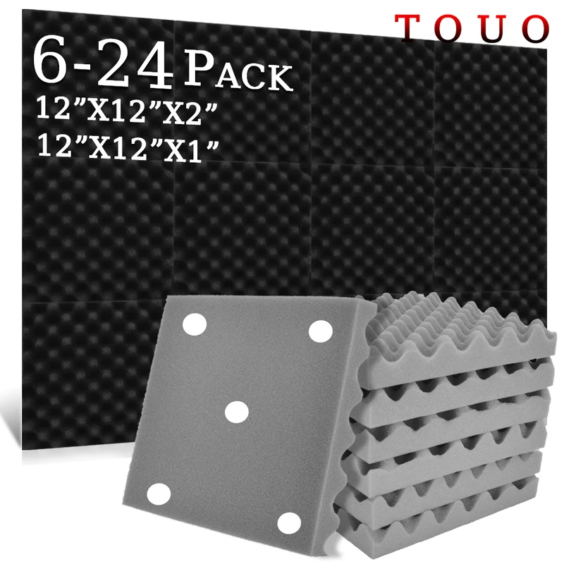 

TOUO 6/12/24 Pcs Egg Crate Acoustic Foam High Density Office Sponge Pad Studio Acoustic Treatment Soundproof Foam Wall Panel