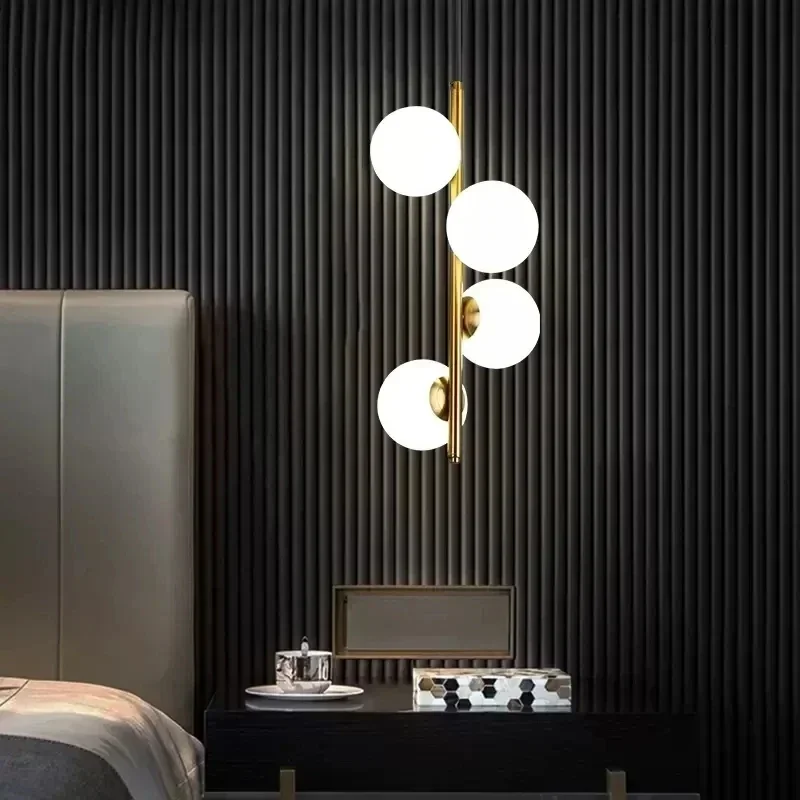 

Minimalist Nordic Glass Ball LED Pendant Lights Brass Black Bedroom Hanging Lamp Modern Living Room Dining Decor Lights