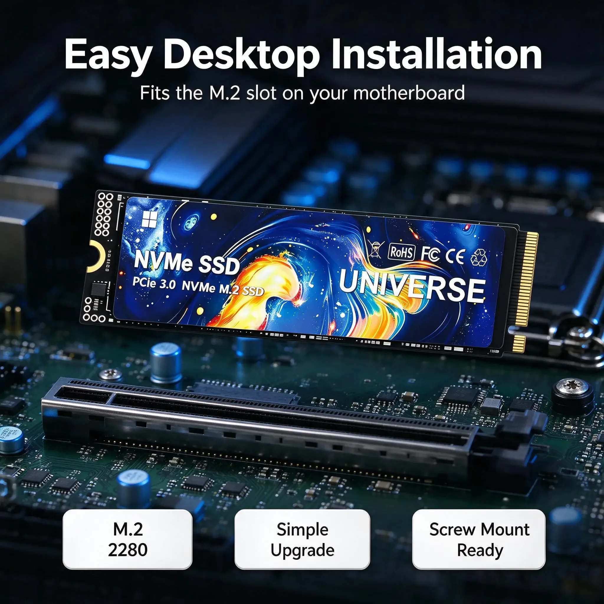 UNIVERSE M.2 NVMe Built-in Solid State Drive, 2TB/4TB/1TB/500GB, Fast Data Storage, Gaming, Laptop, Desktop, PC. Fusion Max.