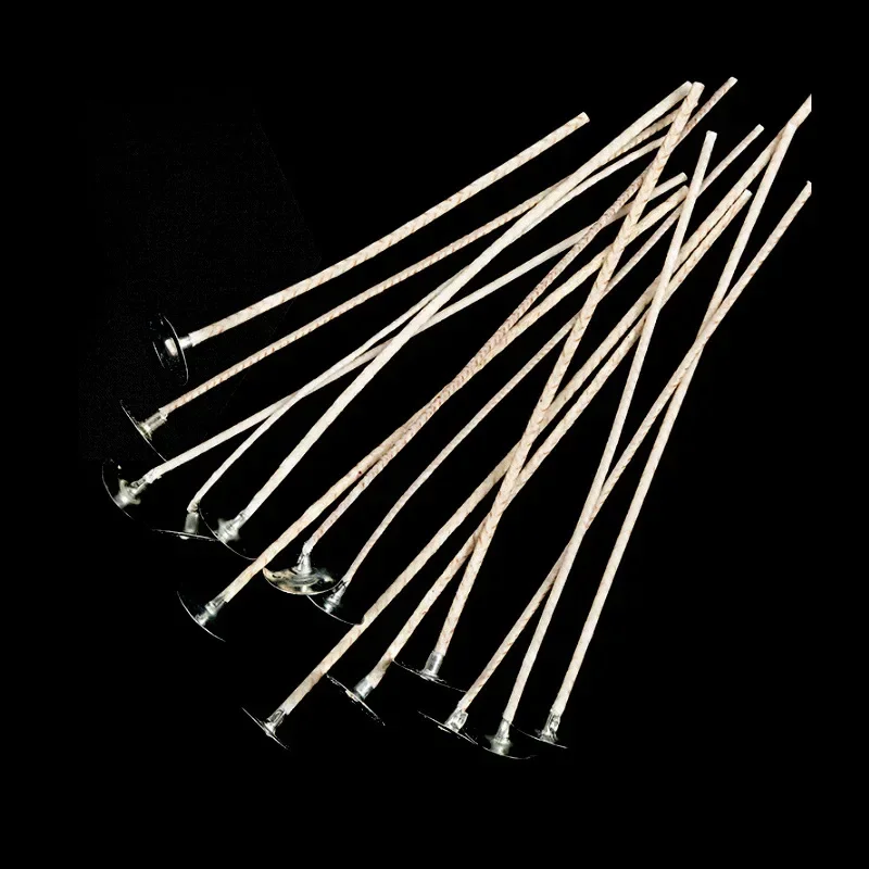 100pcs DIY Handmade Candle Wick Smokeless Heat-resistant and Waxed with Iron Support Large Base Cotton Wax Wick