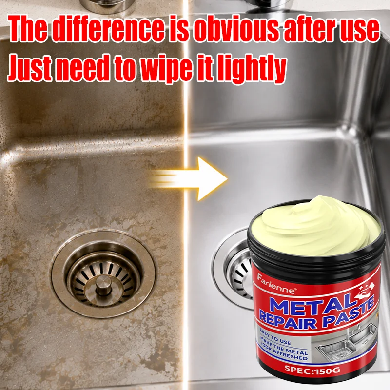 Farienne Metal Polish Wax 150G Stainless Steel Cleaner Metal Repair Paste Rust Remover Chrome Restoration Cream Faucet Hardware