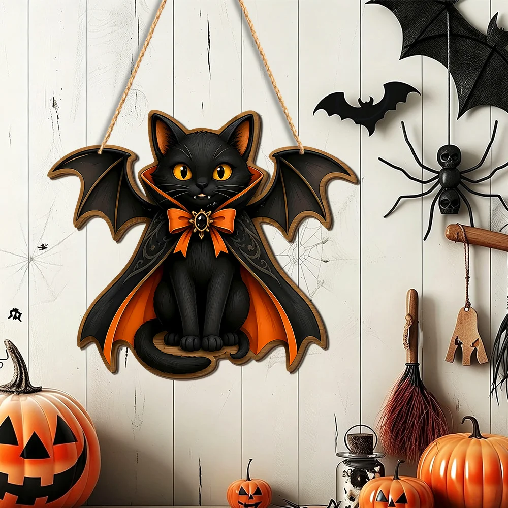New Halloween Wooden Decorations with White-Clad Ghost Themes for Creating a Spooky Atmosphere, Holiday Outdoor Porch Decorations