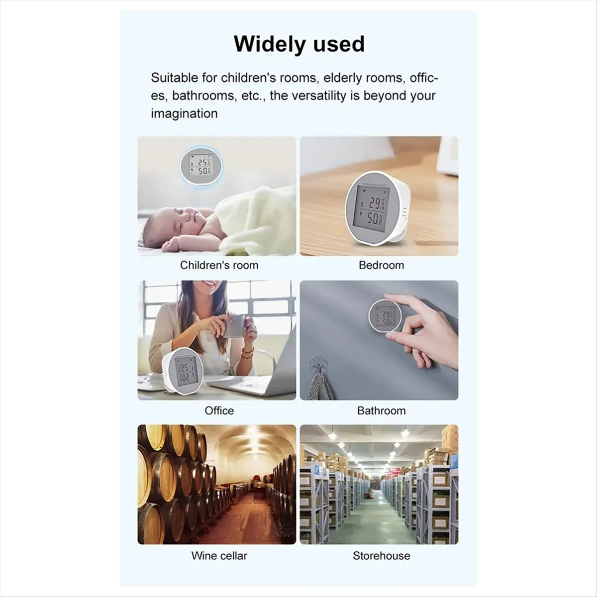 TCE Tuya Wifi Temperature Humidity Sensor Indoor Hygrometer Thermometer Detector Smart Life App Battery or USB Powered