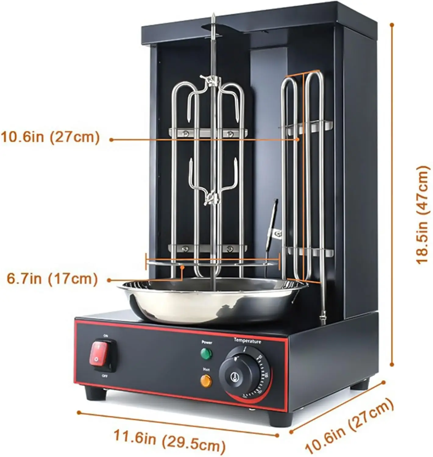 Rotisserie Shawarma Broiler Kebab Grill Machine Rotating Grill With Temperature Chime,(Patented Product)