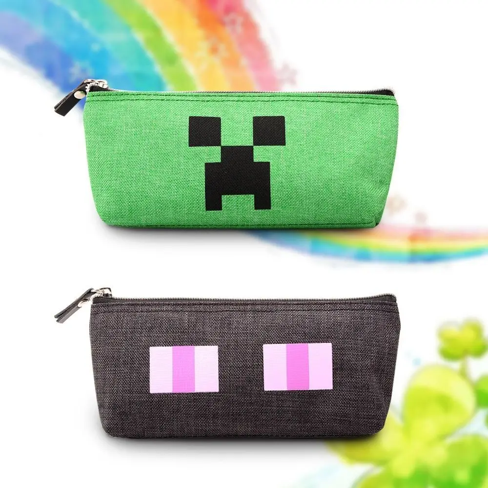 

MC Green Pencil Case Big Canvas Kawaii Pencil Bags Stationery World Pen Case for Boys Trousse Double Layer School Pencil Case