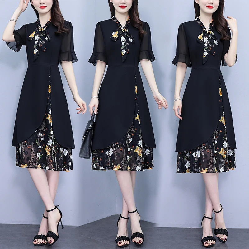 Vestido Midi Feminino Preto co - Midi Skirt Floral avaliação e preço