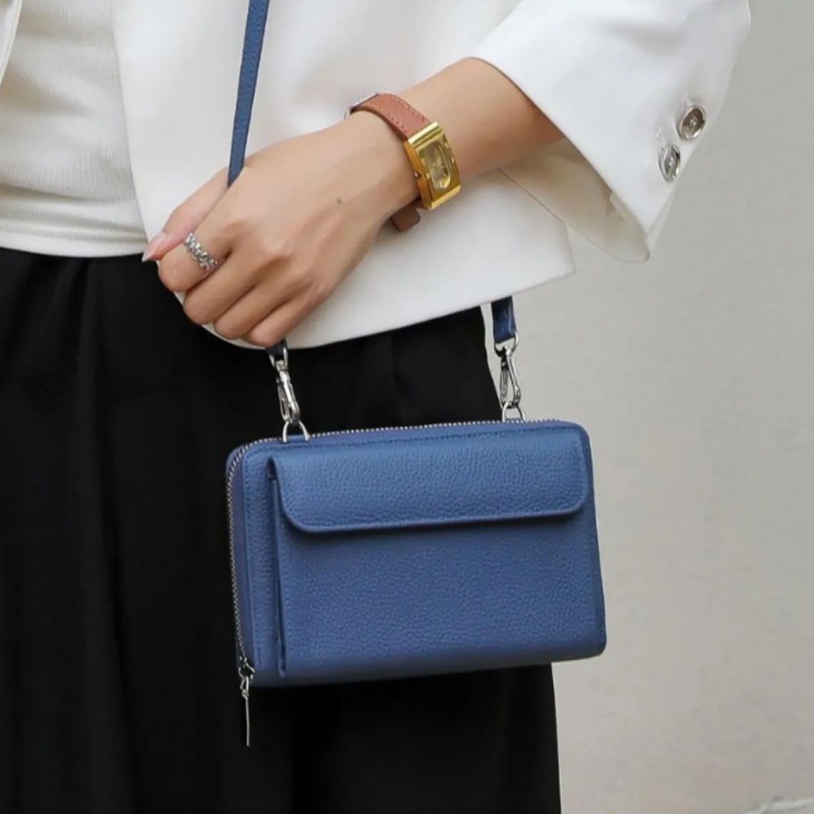 

Women's TOGO Top-Grain Leather Crossbody Wallet | New 2025 Phone Pocket Shoulder Bag | Minimalist Square Bag