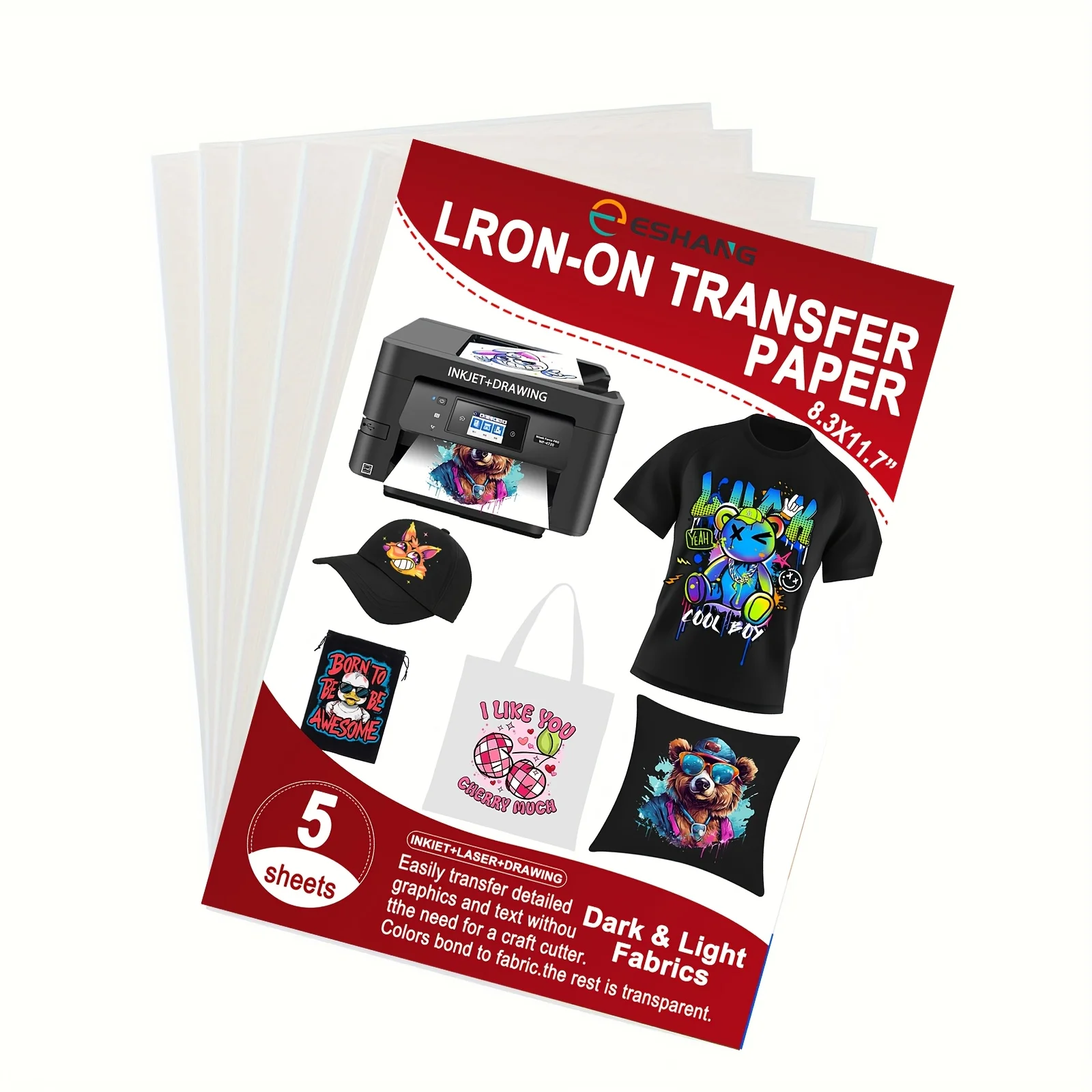 papel-de-transferencia-termica-para-tecidos-escuros-tamanho-a4-83x117-polegadas-5-folhas-pacote-compativel-com-impressoras-a-jato-de-tinta-da-eshang