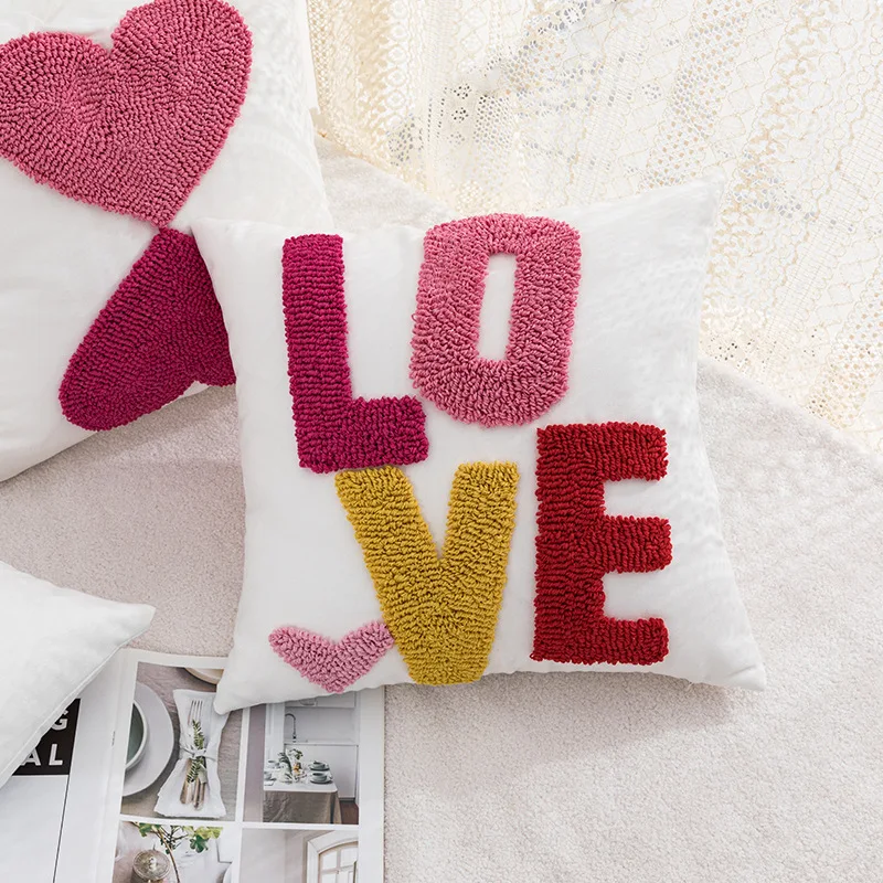 45x45cm Modern Minimalist Ins Wind Flower Pillow Embroidered Pillow Internet Celebrity Daisy Embroidered Cushion Pillow Cover
