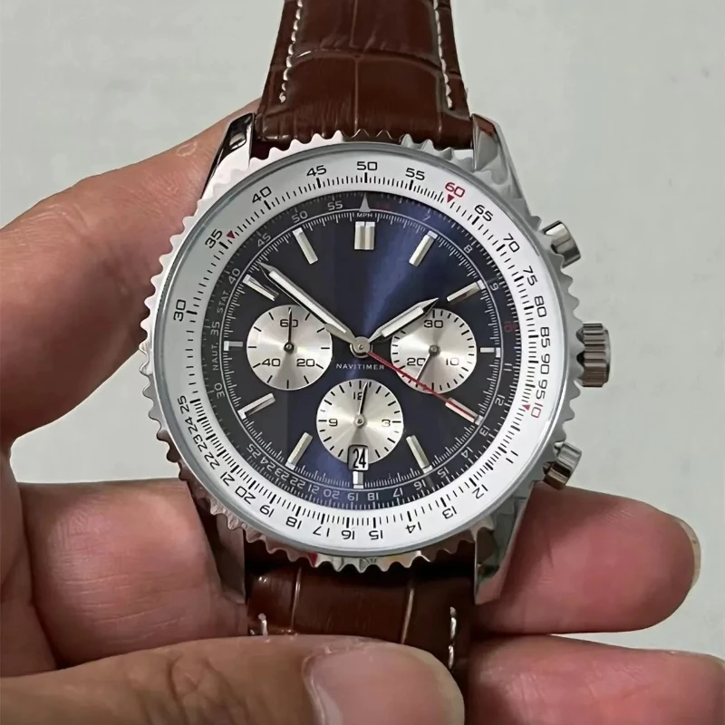Reloj cronógrafo Boutique de alta gama para hombre, fecha automática, multifuncional, acero inoxidable, cuero de negocios de lujo, moda de cuarzo
