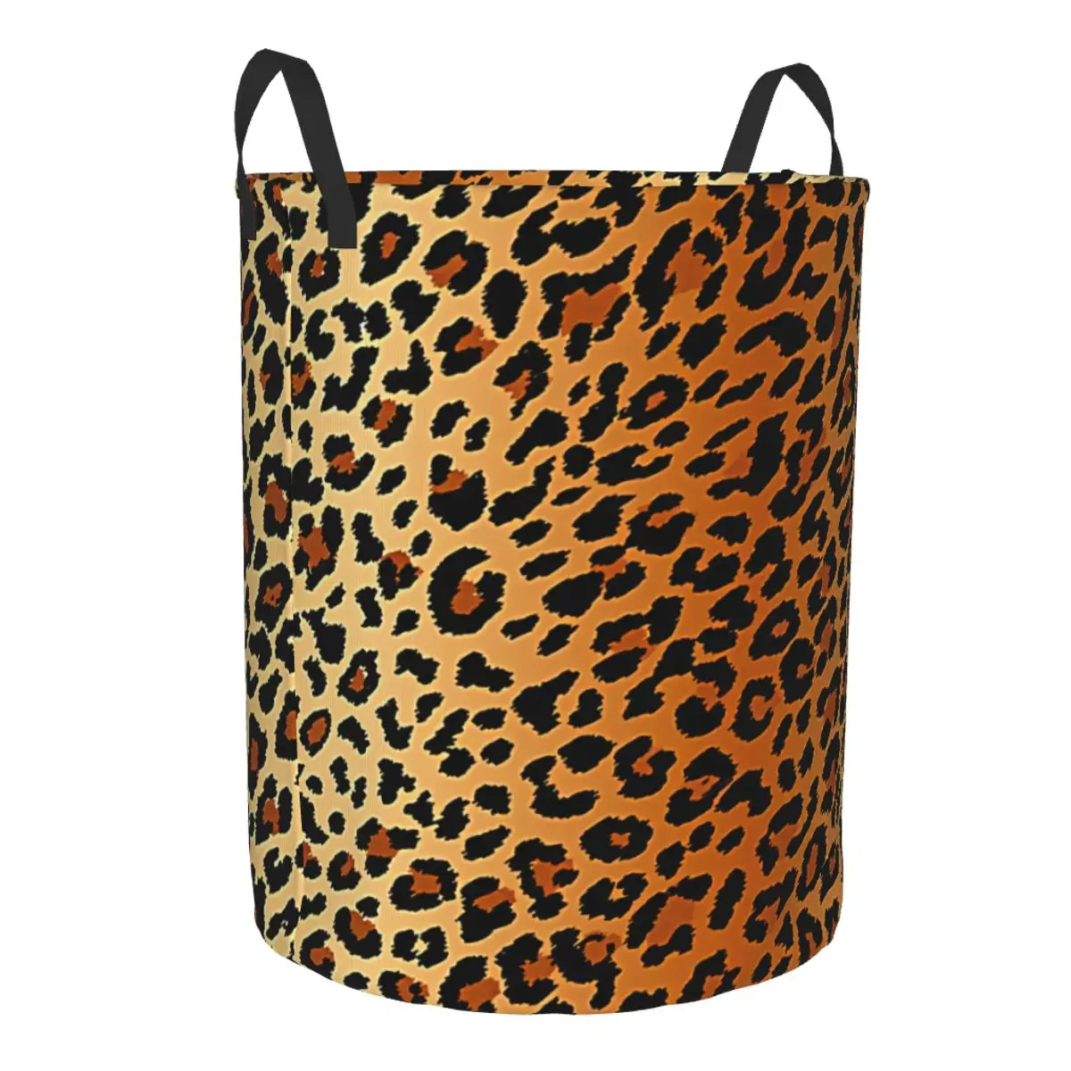 Custom Leopard Print Laundry Basket Foldable Clothes Toy Hamper Storage Bin for Kids Nursery