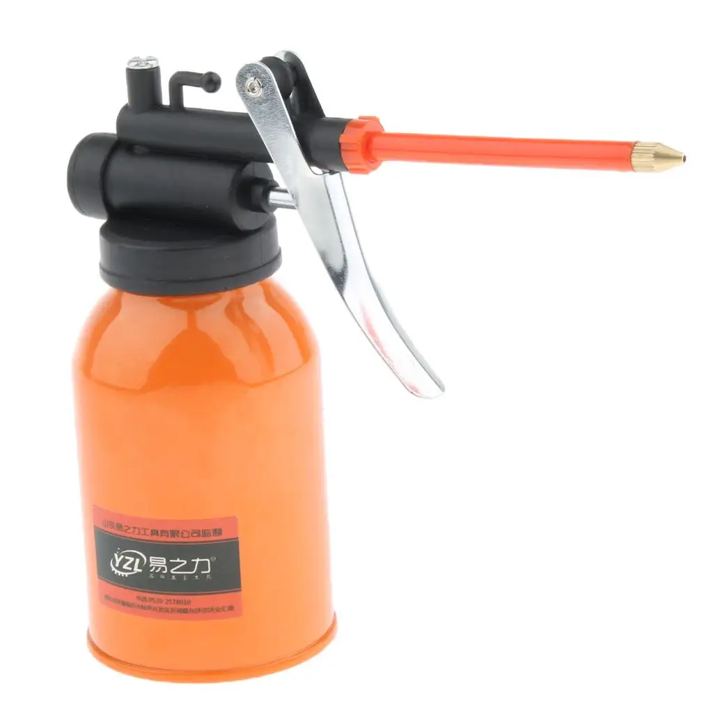 Steel Oil Pot 250ml High Pressure Oiler with Foldable Spray Spout Industrial Oil Pump Can for Mechanical Equipment Lubrication