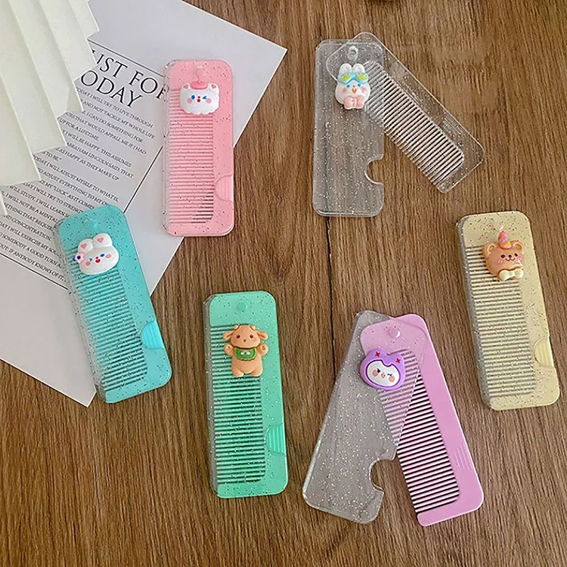 Cute Cartoon Girl Heart Small Comb Convenient Children\'s Comb At Home Mini Foldable Comb for Hair Styling