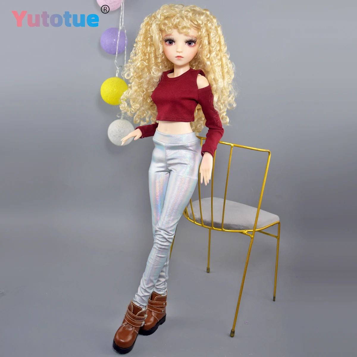 YUTOTUE 60cm Height Girl Doll Blonde Curly Wigs Clothes Pants Shoes Full Set 1/3 Scale BJD Doll Toy