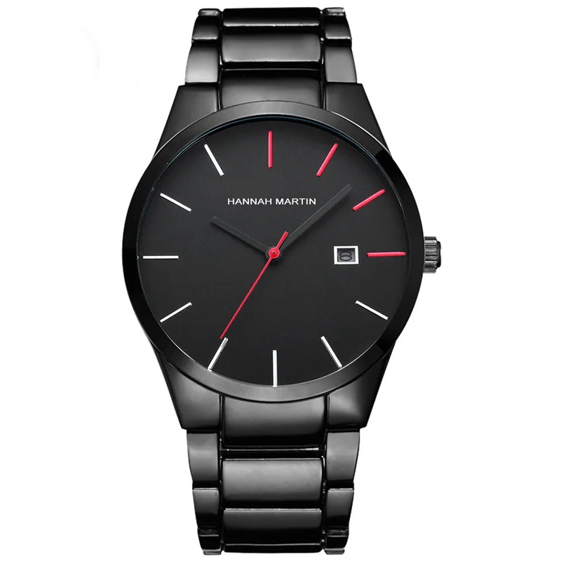 2018 Quartz Creative Vogue Red&Black Stainless Steel Band Business Men Top Brand Luxury Watches De Luxo Waterproof Dropshipping