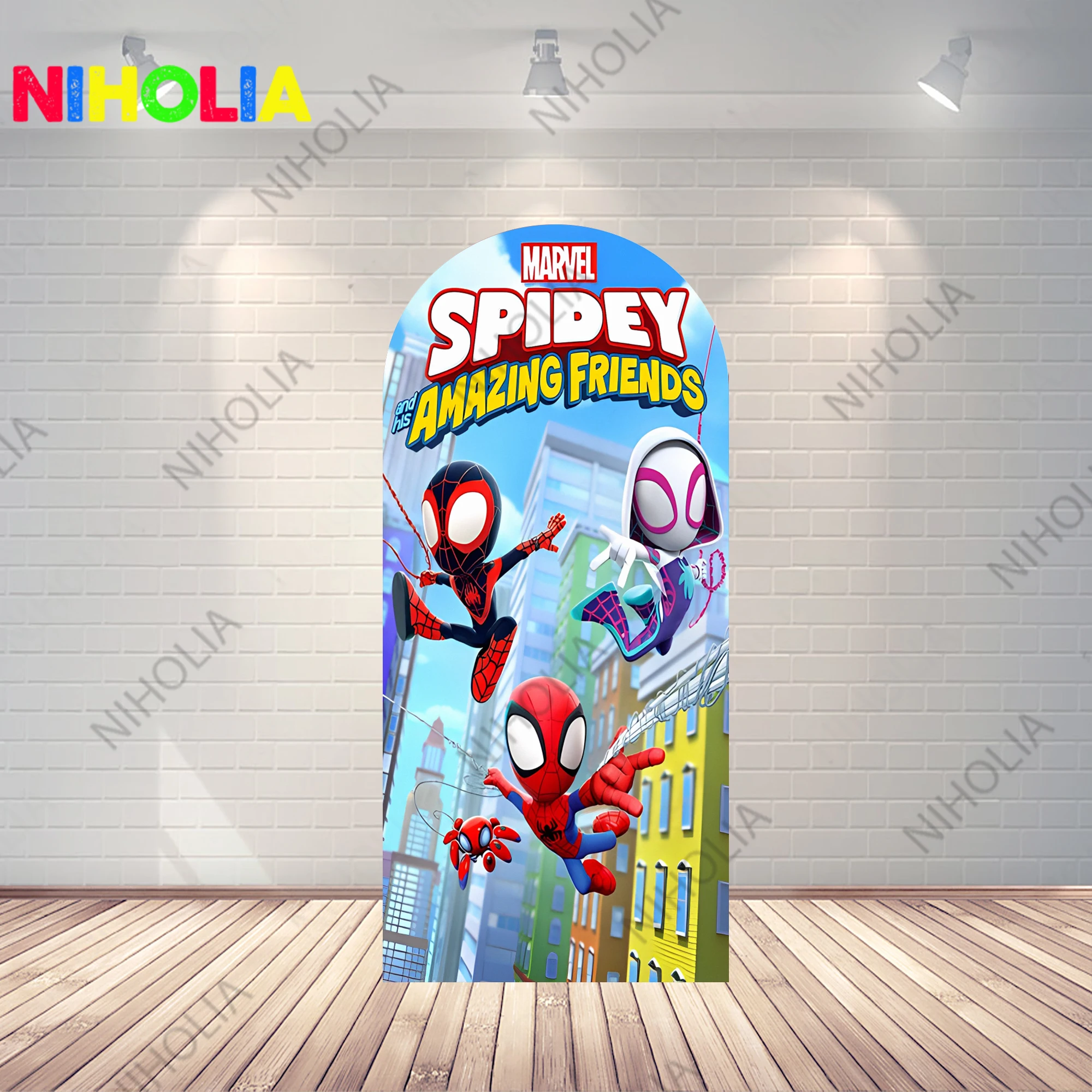 Superhero Spiderman Arch Covers Photo Backdrop Boys Birthday Party Background Doubleside Photography Booth Props