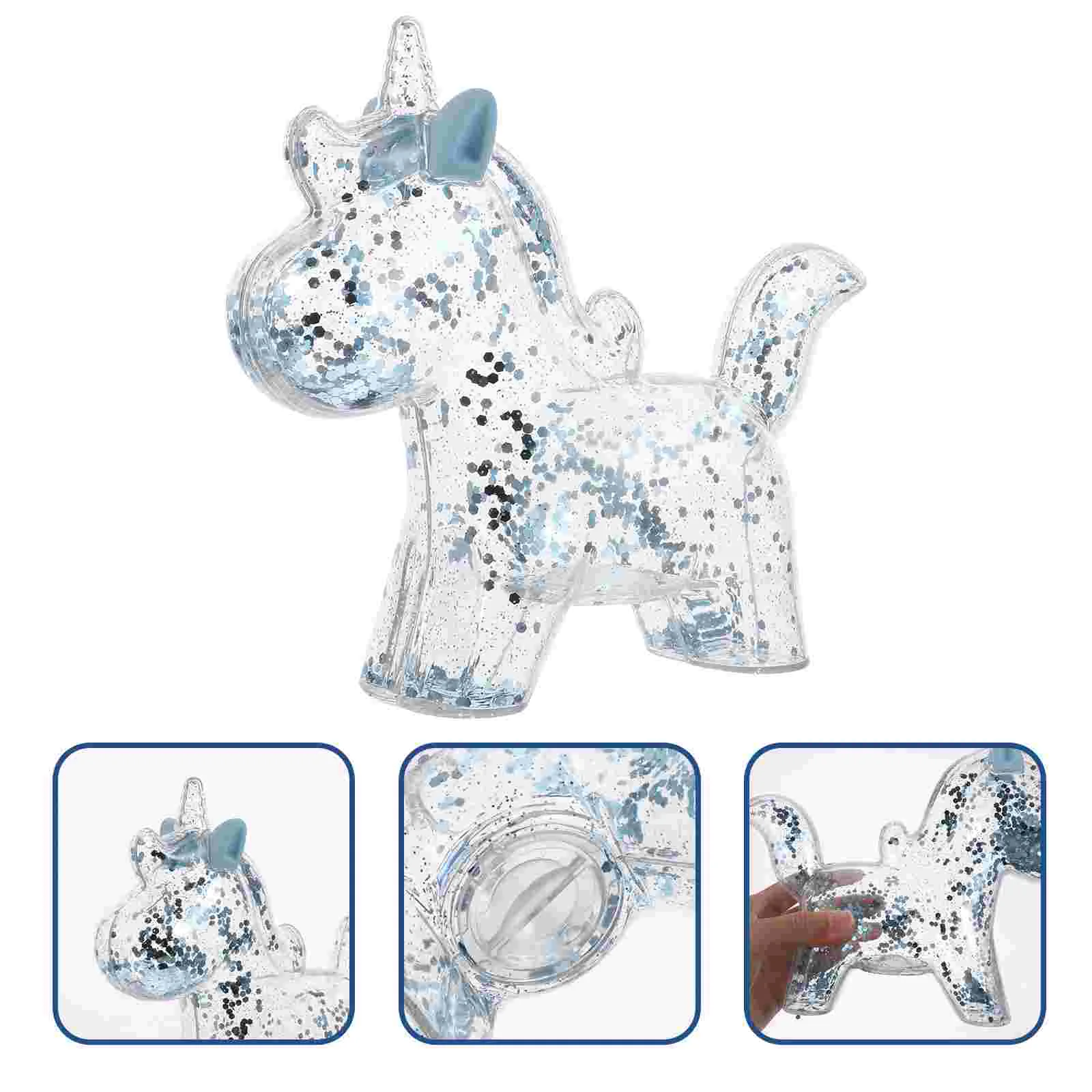 

Kid Gifts Unicorn Money Bank Kids Saving Pot Adorable Toy Piggy Blue Transparent Plastic Cartoon Coin Child