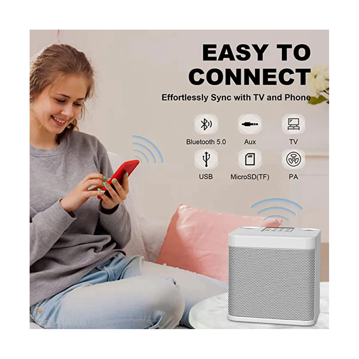 Sistema de PA Portátil con Bluetooth, 2 micrófonos inalámbricos, reunión familiar, Reunión, Picnic