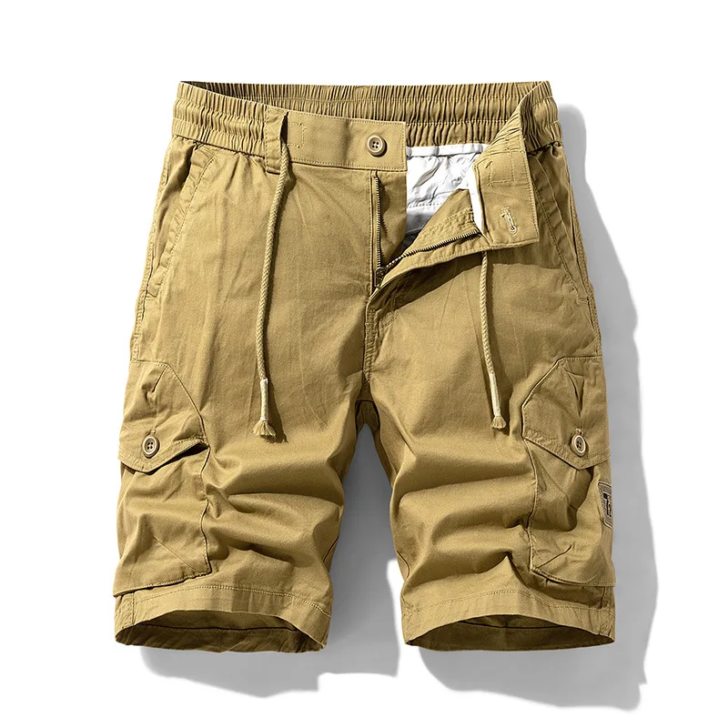 

Новые летние мужские тонкие удобные шорты-карго, качественные мужские хлопковые шорты с несколькими карманами и эластичной резинкой на талии, повседневные шорты-карго, размер 38