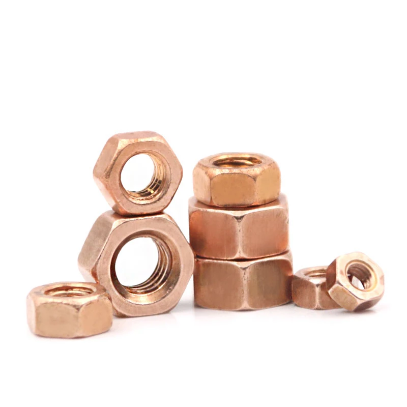 M3M4 M5M6 M8M10M12M14M16~M27 T2 Copper Hexagon Nut Red Copper Nut Conductive Conduction Nut Washer Locking Screw Cap Pure Copper