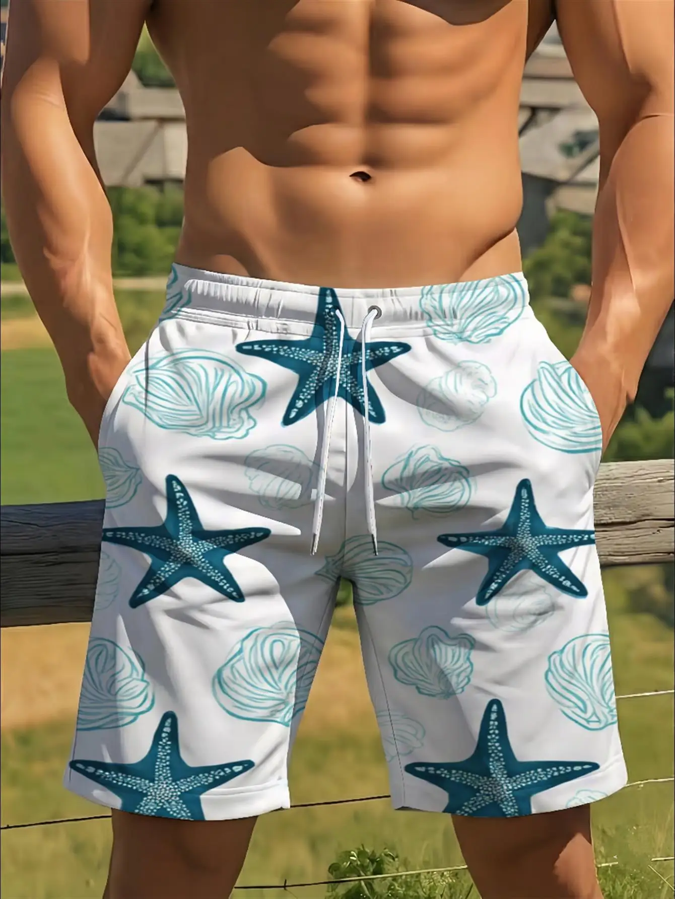 

Mens Pink Tropical Palm Tree Print Quick Dry Drawstring Waist Beach Shorts Swim Trunk 2026