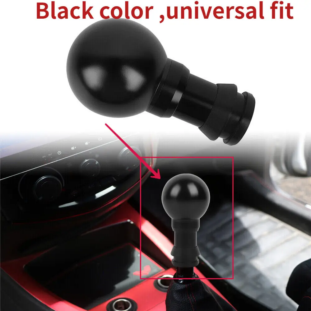 

Universal Car Accessories JDM Round Ball Black Aluminum Automatic Gear Shift Knob Lever Shifter Interior Replacement Parts