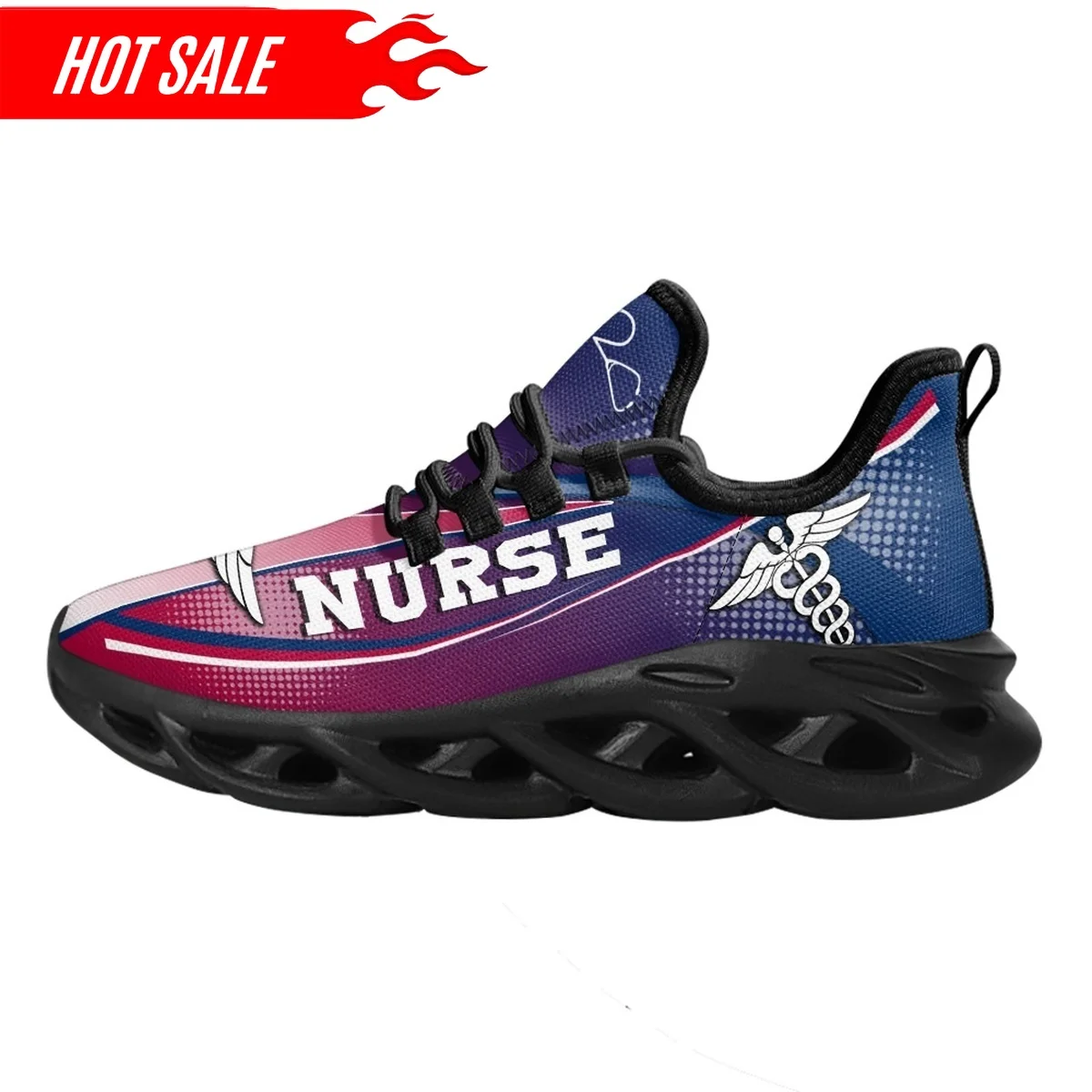 Women Lightweight Paramedic Flats Casual Lace up Platform Shoes EMT EMS Pattern Soft Mesh Sneakers fot Ladies 2024