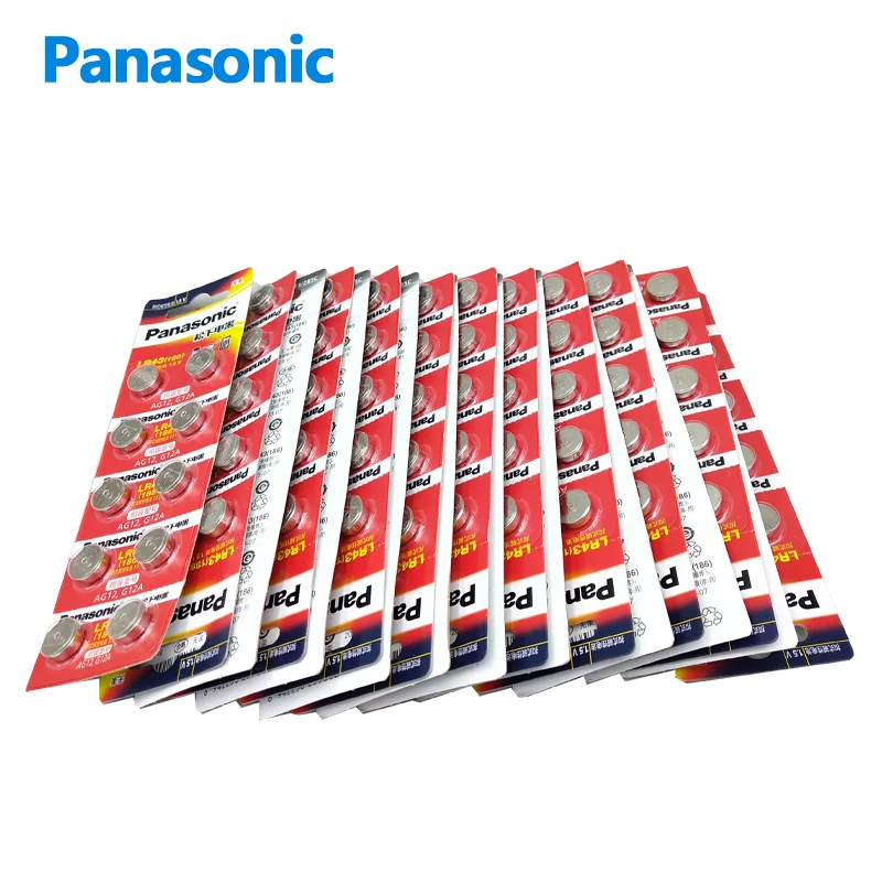 Panasonic-Batería de botón LR43 de 1,5 V para relojes electrónicos, juguetes, controles remotos, calculadora científica, termómetros Casio, 10 Uds.