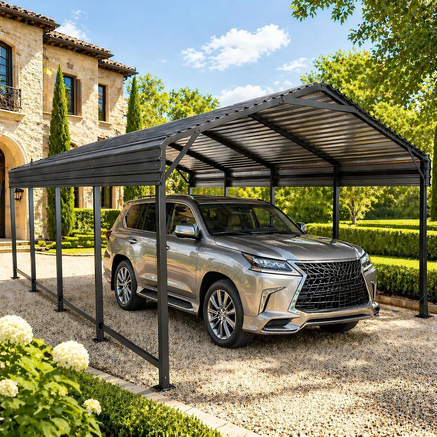 12x20 Heavy-Duty Metal Carport, Galvanized Steel Shelter for Pickup Trucks, Boats, Cars & Tractors, All Weather, Custom