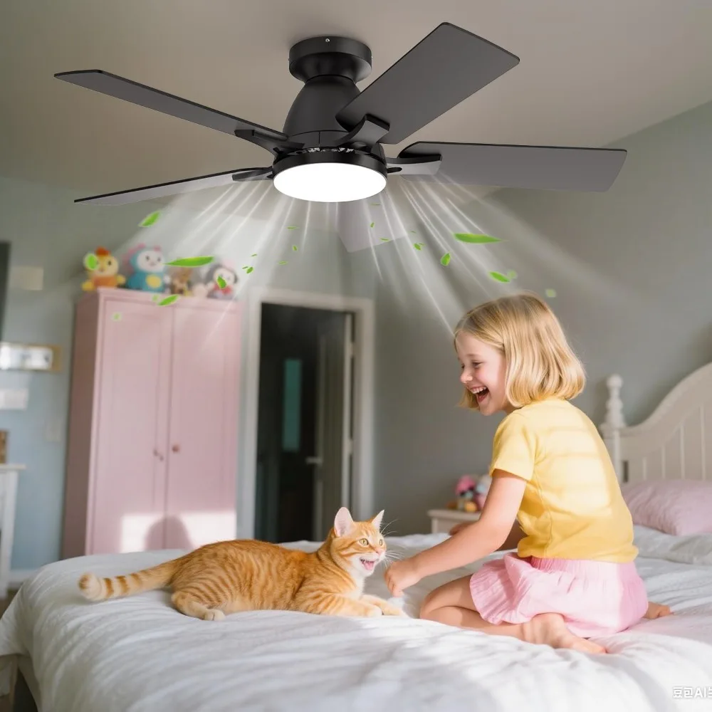 

52 Inch Modern Ceiling Fan with Light and Remote Control, 6-Speed Reversible DC Motor, Dimmable LED Light, 3CCT, Quiet Operation