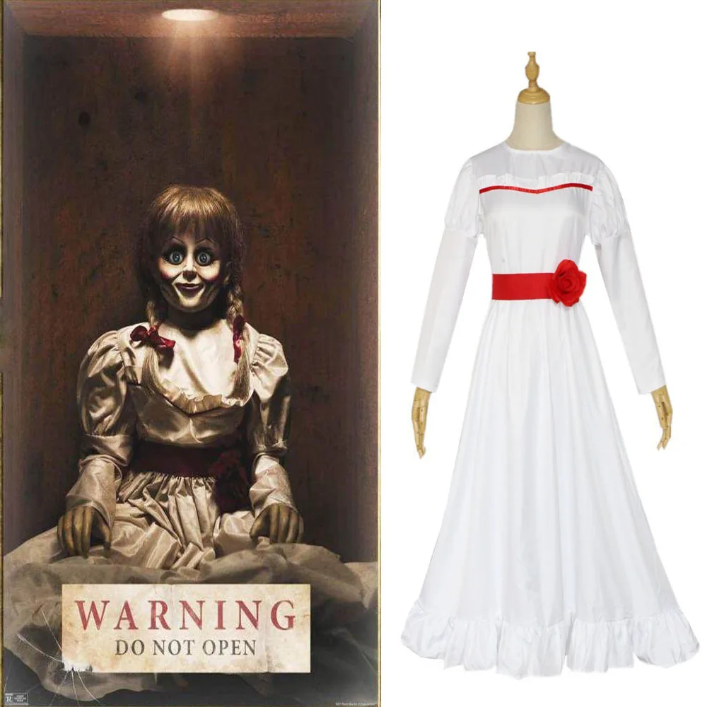 Horror novia de Chucky Annabelle Cosplay disfraz vestido Cos pelucas muñeca de conjuro máscara mujeres niñas malvado Halloween trajes aterradores