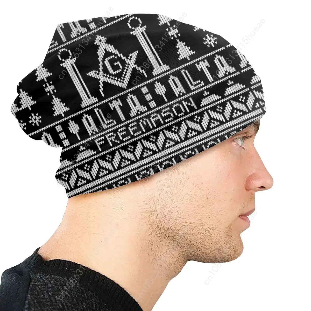 Masônico mason maçom padrão bonnet femme moda malha crânios gorros boné masculino feminino inverno quente slouchy gorro chapéu