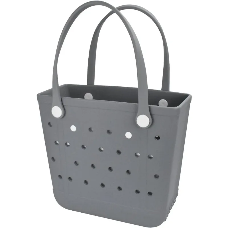 

Medium Rubber Waterproof Beach Tote Bag, Beach Storage Basket Open Hole Tote Bag