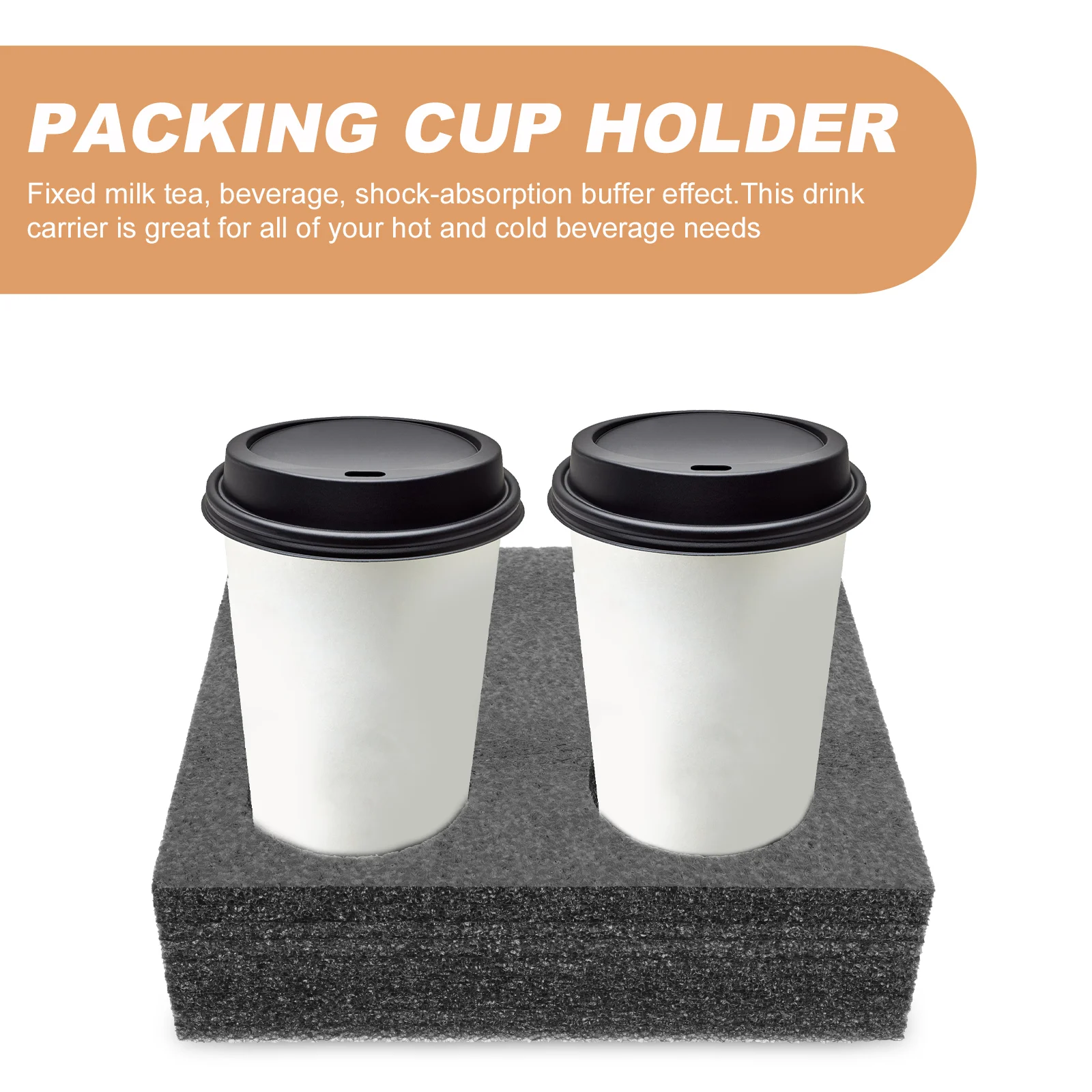 

2Pcs Cup Holders Eco-friendly Foam Safe Food Grade Takeout Trays Packing Drink Carrier Hot Cold Beverage Suitable Restaurant