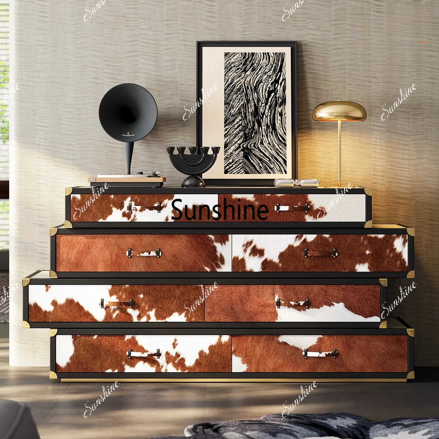 

Modern mansion custom milk cowhide bedroom jewelry cabinet