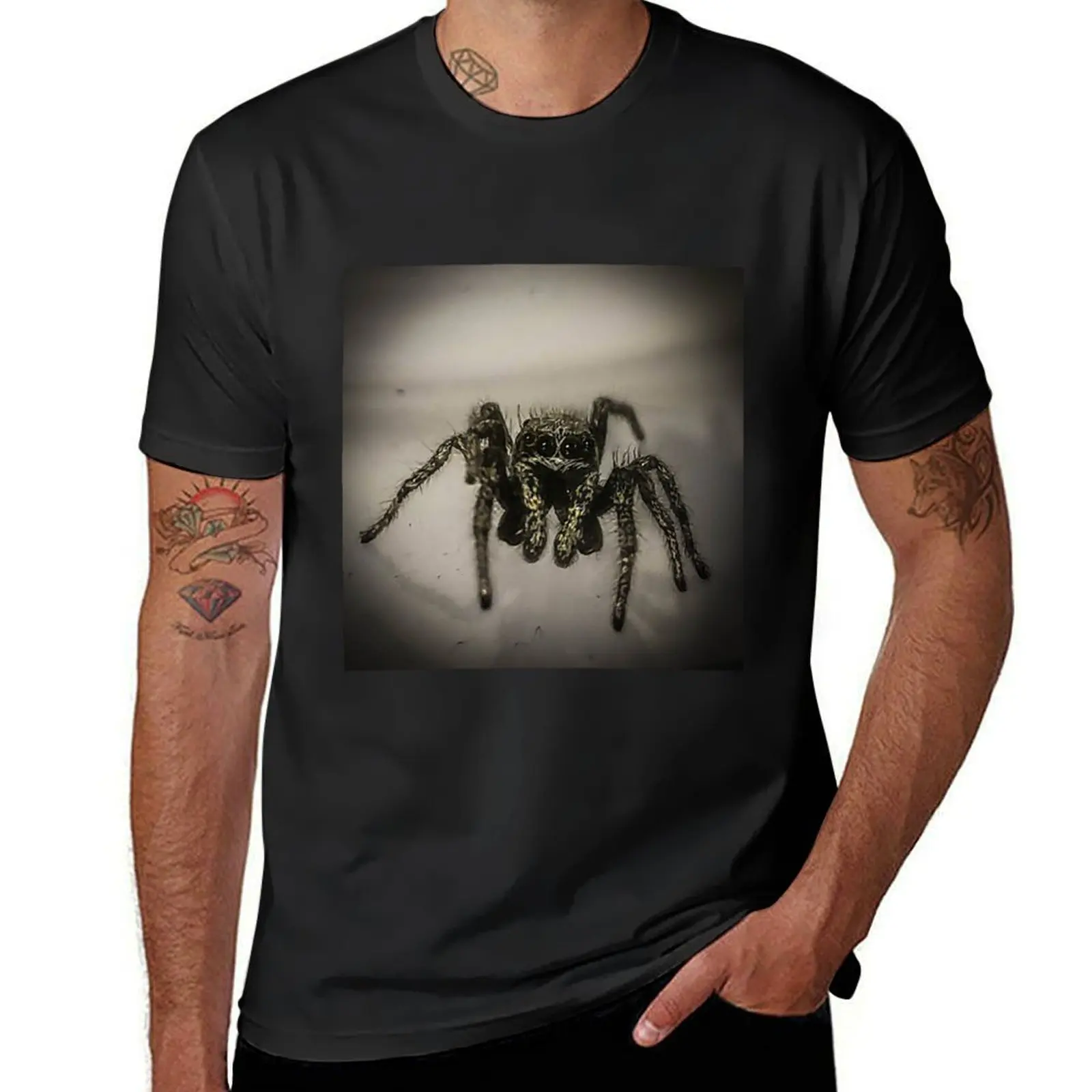 

Zebra jumping spider T-Shirt summer tops plain funnys mens workout shirts