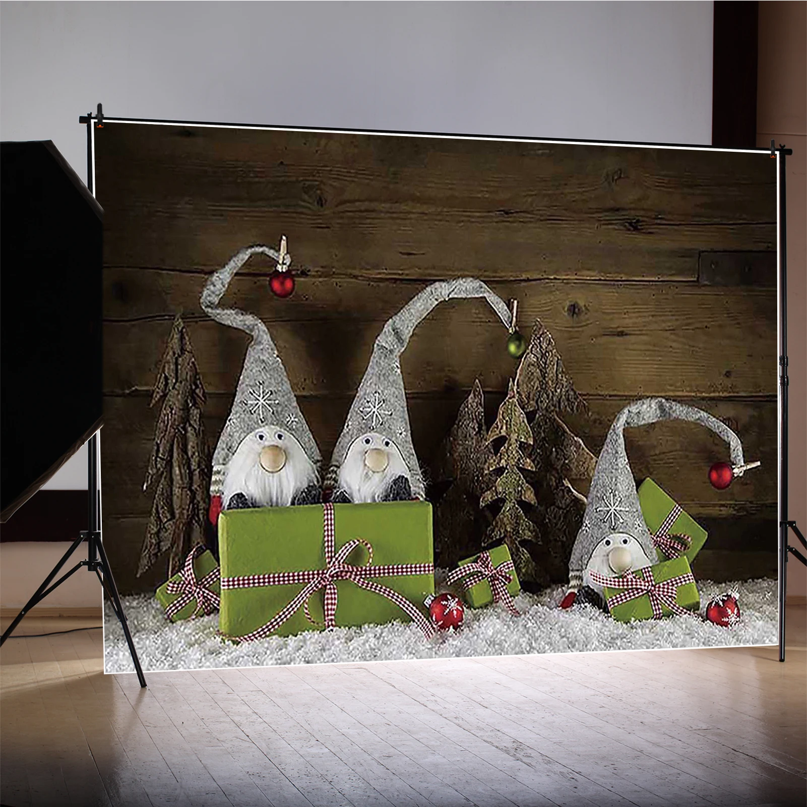 MOON.QG Navidad Año nuevo telones de fondo para fotografía almacén cabina rama de pino fotografía fondos sesión fotográfica