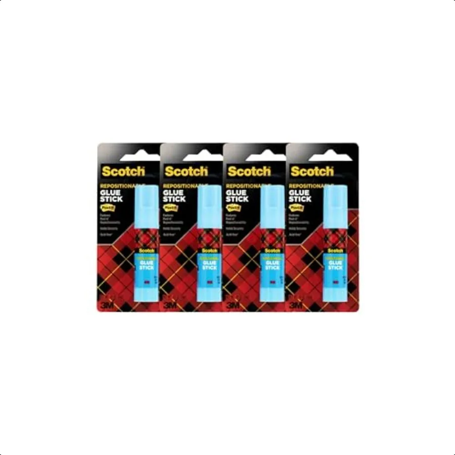 

Scotch Removable Restickable Glue Stick.49oz Repositionable Stick 4 Pack