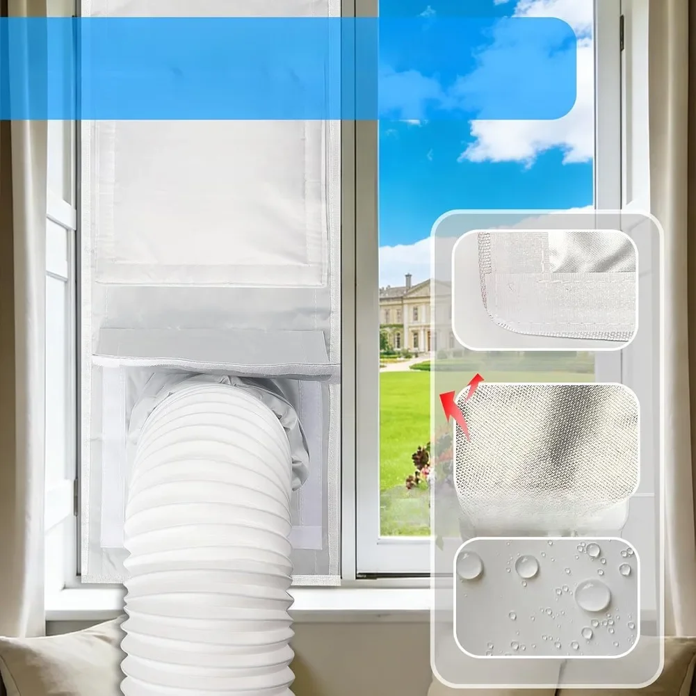Air Conditioner Vent Sealing Cloth Compatible With Portable AC Units Fits Sliding Sash And Patio Doors Without Drilling