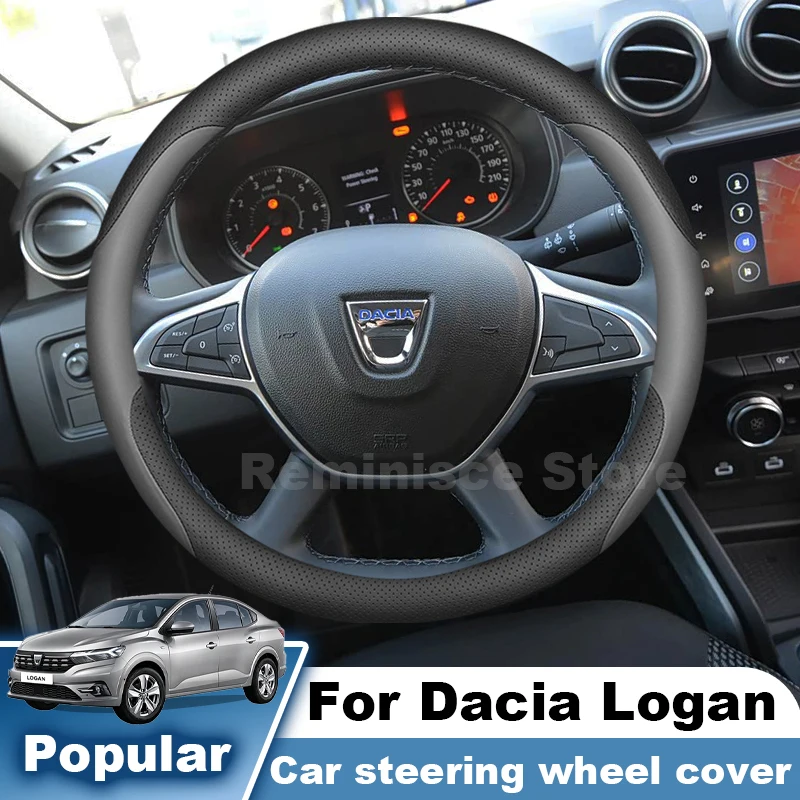 Leather Car Steering Wheel Cover For Dacia Logan 2 MK2 MCV Lodgy Jogger 2009-2022 2023 2024 Interior Accessories