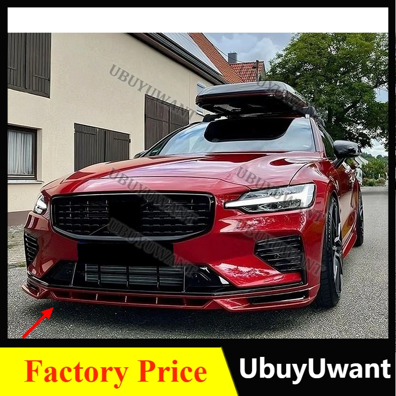 3 Pcs For Volvo NEW S60 V60 (Only For SPORT Style) 2020-2025 Front Chin Spoiler Bumper Splitters Front Lip Body Kits