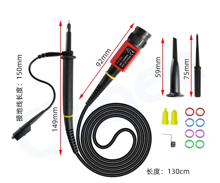 Owon liliput-osciloscopio de piezas, 1 Sonda de piezas, 100:1, alta tensión, 2KV, 100MHz, venta al por mayor, P4100