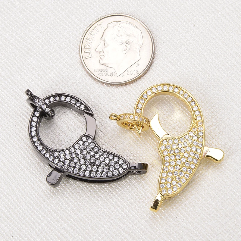 Fashion Luxury Lobster Clasp DIY Charms Jewelry Making Pendant Clasp Chiusura Fermoir Zircon Copper Bulk Items Wholesale 6 Pcs